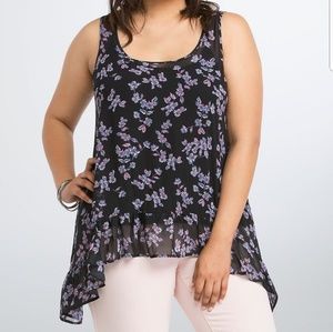 Torrid floral print ruffle chiffon tank top size 5